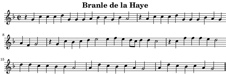 Partition de : Branle de la Haye