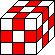 un Rubik's cube blanc avec les côtés rouges