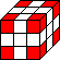 un Rubik's cube blanc avec les coins rouges