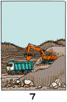 Image 7 : Dans une carrière, une pelleteuse charge un camion-benne de terre ou de roches.